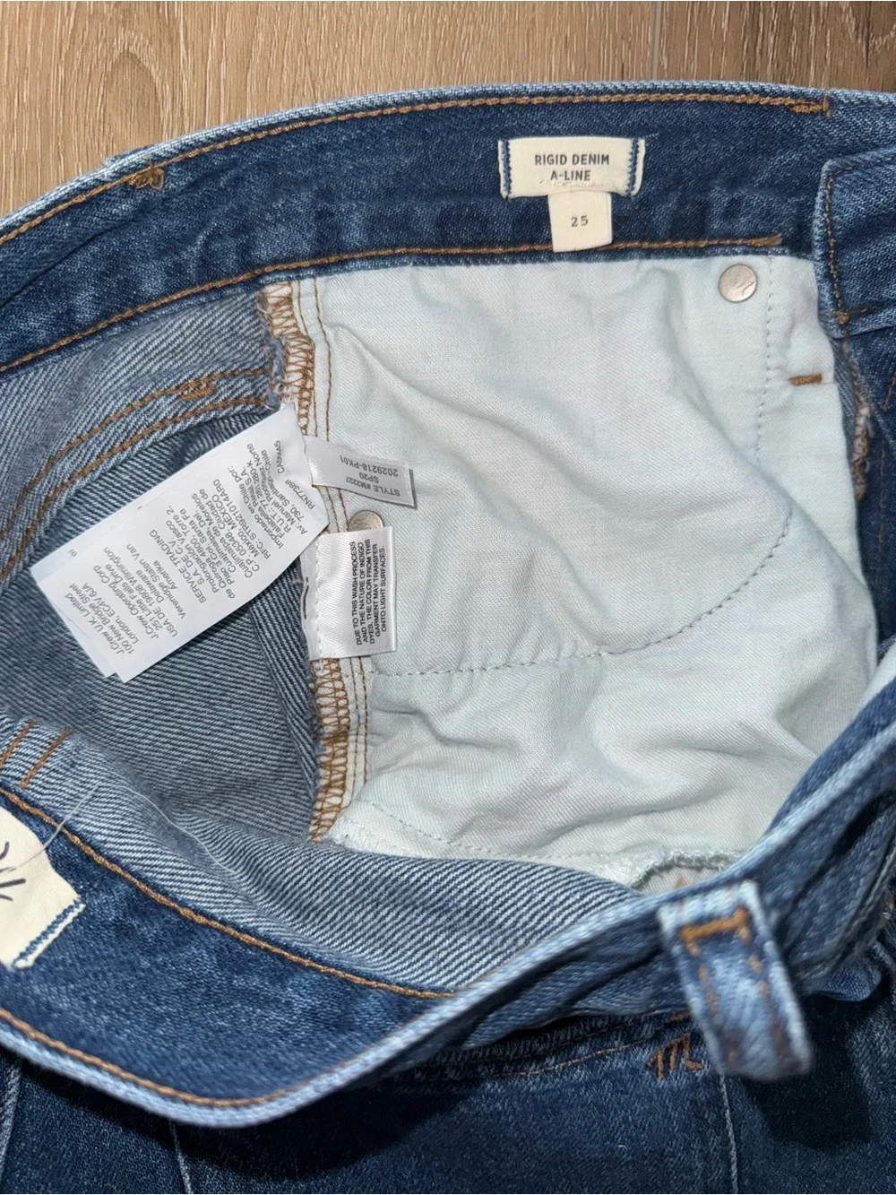 Madewell Dark Blue Wash Denim Rigid A-Line Jean Skirt size 25